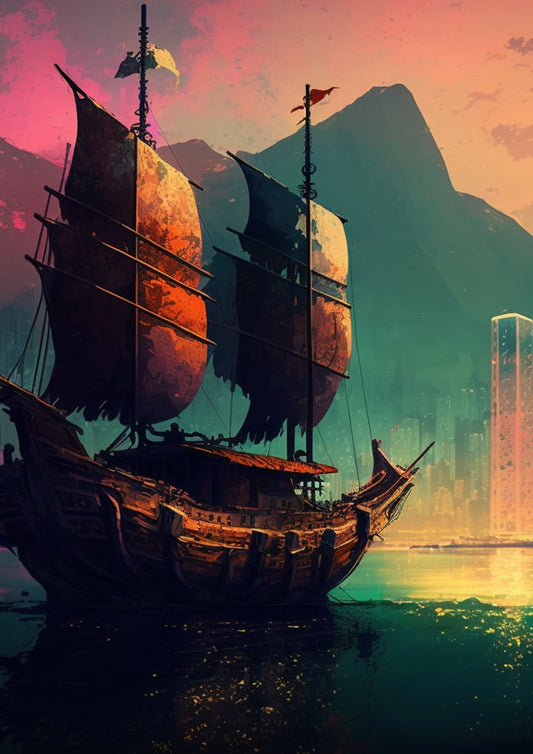 Hong Kong themed - old junk boat