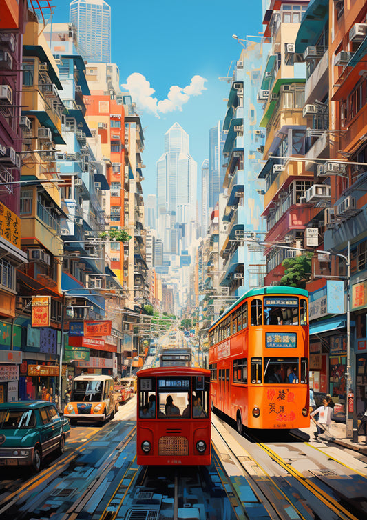 Hong Kong retro city scene