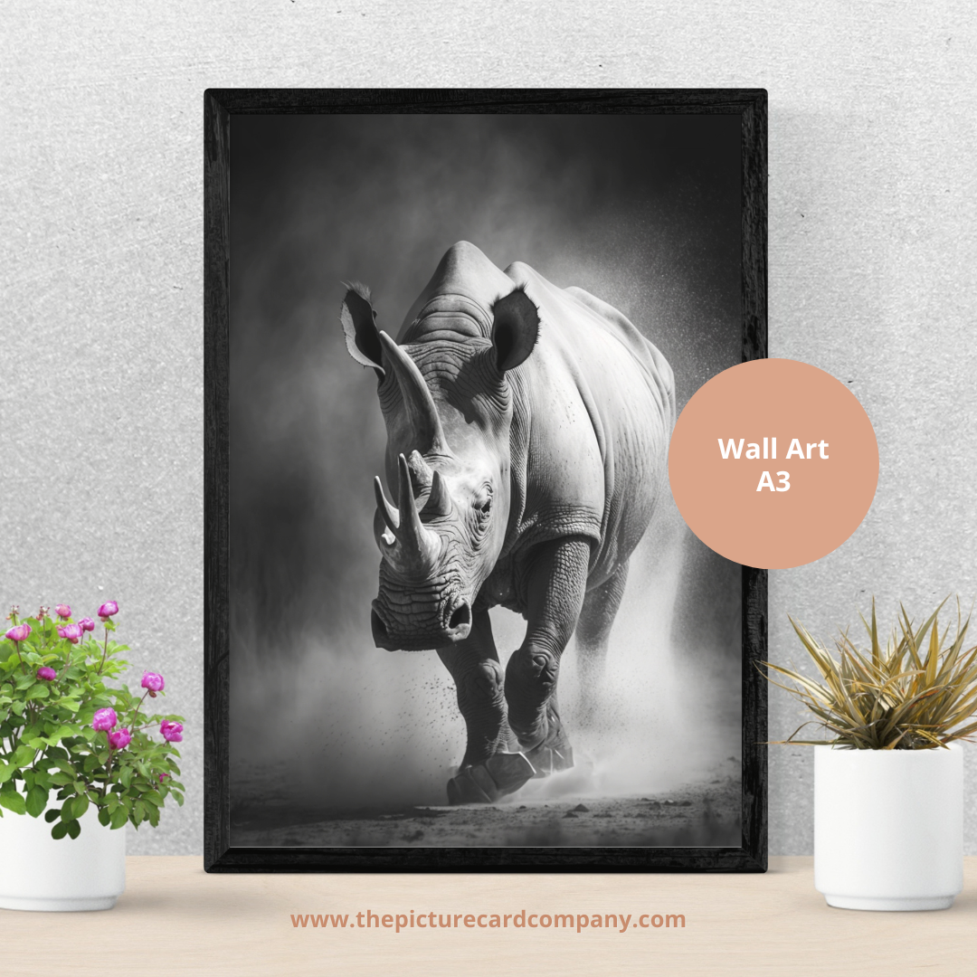 The monochrome wild animals’ collection- charging Rhino