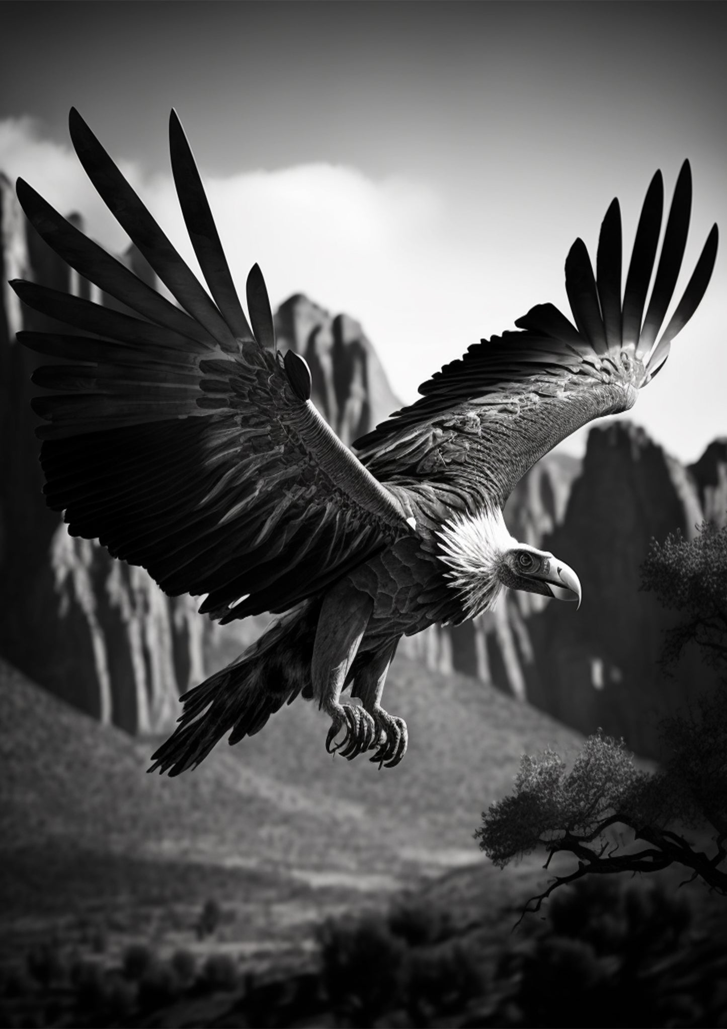 The monochrome wild animal’s collection - the flying Vulture