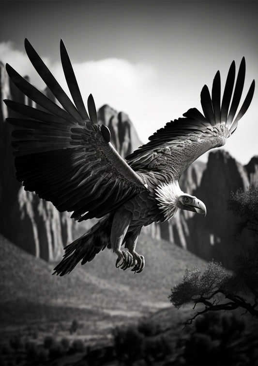 The monochrome wild animal’s collection - the flying Vulture