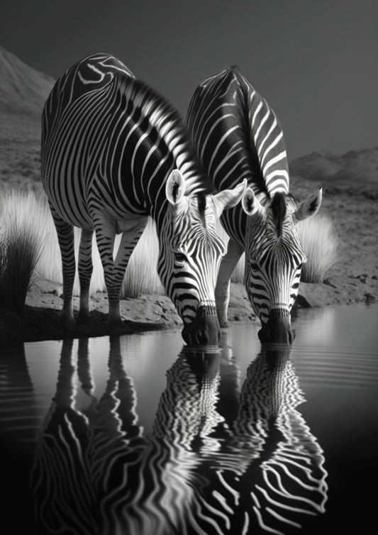 The monochrome wild animal’s collection - Zebra by the river